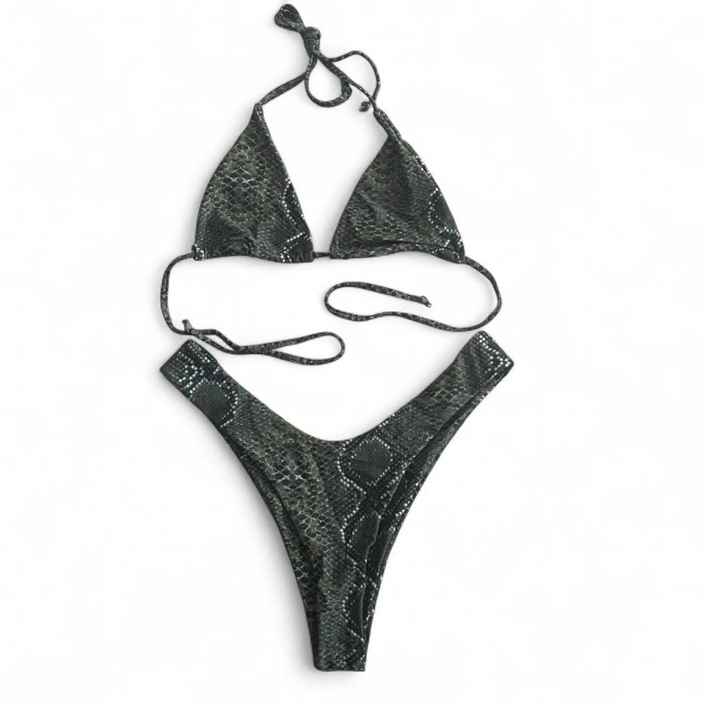 Zaful Green Snakeskin Bikini